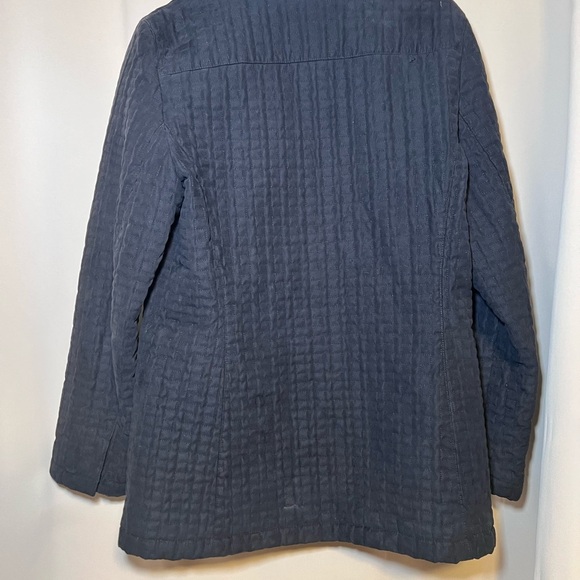 Dana Buchman Black Quilted Genuine Leather Trim Collar Zip Mid-Length Coat M - Picture 5 of 12